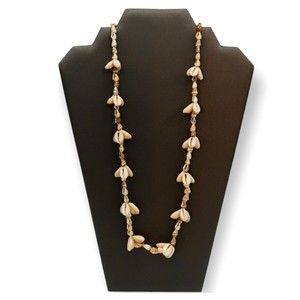 Puka Cowry Sea Shell Necklace Large  34" long Bohemian Boho